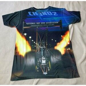 Nhra Drag Racing Graphic T Shirt Mens Size M Black Car Race All Over Print Aop
